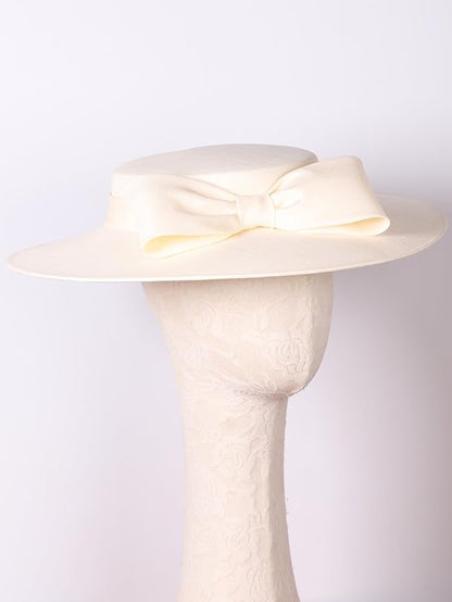 Wide Brim Hats for Women Big Bowknot Formal Occasion Kentucky Cap Lady Wedding Cocktail Party Flat Top Fedoras