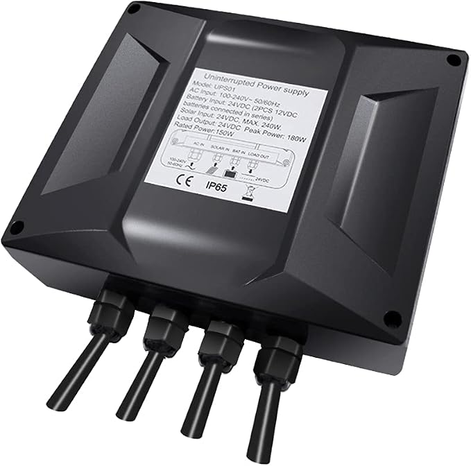 UPS01 Uninterrupted Power Supply Adapter AC 100-240V to DC 24V 150W Transformer Waterproof Converter for Automatic Gate Openers CCTV Security Cameras, Used as Battery Charger Solar Controller