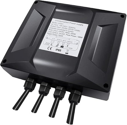 UPS01 Uninterrupted Power Supply Adapter AC 100-240V to DC 24V 150W Transformer Waterproof Converter for Automatic Gate Openers CCTV Security Cameras, Used as Battery Charger Solar Controller