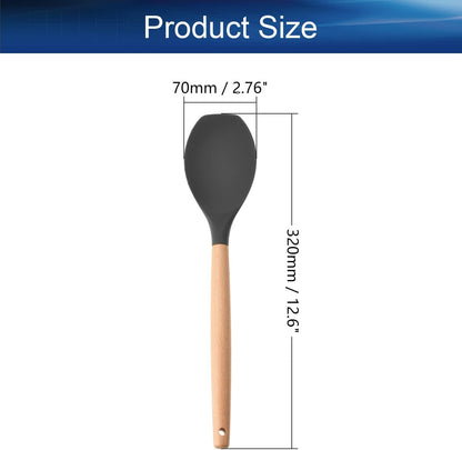 Auniwaig Silicone Spatula with Wooden Handle, Cooking Kitchen Utensils Spatula for Non-Stick Cookware Heat Resistant Kitchen Utensil, 320mm/12.6" Long, (Brown)1Pcs