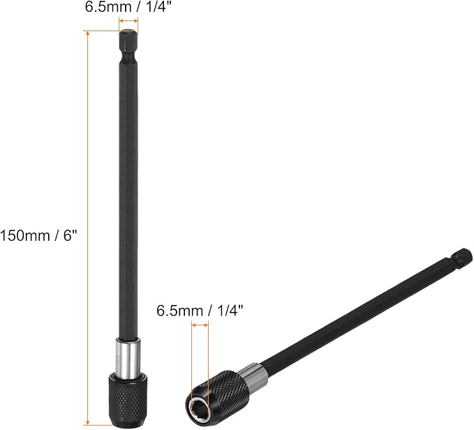 HARFINGTON Magnetic Extension Chuck Adapter 6" 14 Inch Hex Shank Quick Release Bar Socket Screwdriver Bit Holder for Screwdriver Bits Nuts Drills Socket Driver Adapter, Black