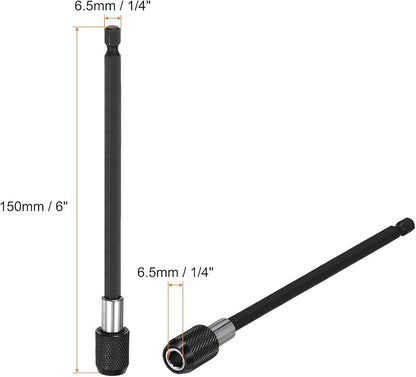 HARFINGTON Magnetic Extension Chuck Adapter 6" 14 Inch Hex Shank Quick Release Bar Socket Screwdriver Bit Holder for Screwdriver Bits Nuts Drills Socket Driver Adapter, Black