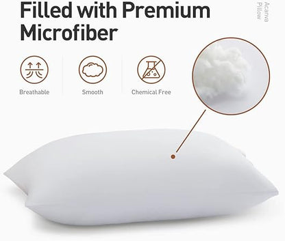 Acanva Basic Bed Pillow Soft Rest Cushion Stuffer for Sleeping, King, White 2 Count