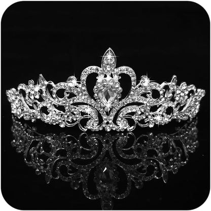 COCIDE Tiara Crystal Crowns Princess Rhinestone Crown with Combs Bride Headbands Bridal Wedding Prom Birthday Party Hair Accessories Jewelry for Women Girls (Silver)