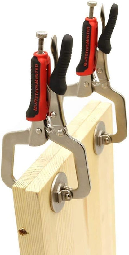 Monster  Master 6" C clamp Face Clamp Locking Plier with Larger Flat Swivel Pads for Woodworking, Welding and Pocket Hole Joinery, 2-Piece