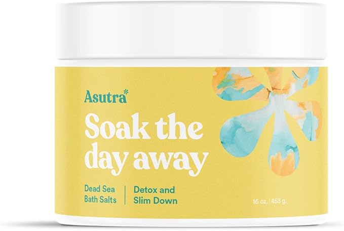 ASUTRA Dead Sea Bath Salts (Detox  Slim Down), 16 oz - Soak in Rich  Vital Healing Minerals - Purify  Energize with Eucalyptus, Sweet Orange,  Lemon Essential Oils