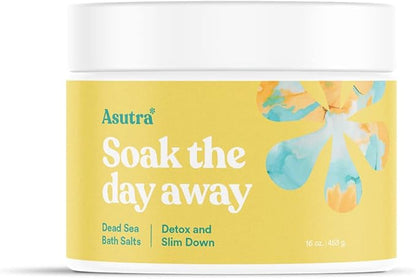 ASUTRA Dead Sea Bath Salts (Detox  Slim Down), 16 oz - Soak in Rich  Vital Healing Minerals - Purify  Energize with Eucalyptus, Sweet Orange,  Lemon Essential Oils