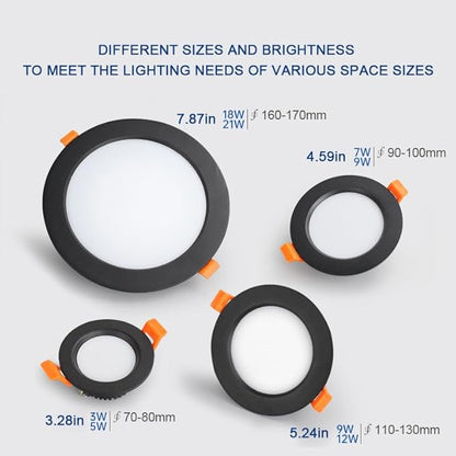 12W LED Recessed Ceiling Lights 145mm Natural White 4000K 12W 240LM, Cut ?110-130mm, AC110-240V Ultra Slim Downlights, LED Panel Light for Living Room Hallway, 4 Pack