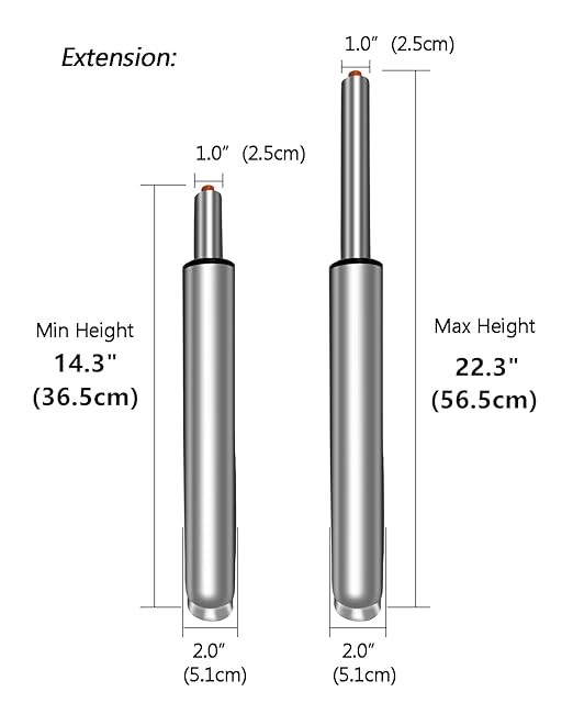 14" to 22" Long Adjustable Gas Lift Cylinder Tube for Office Chair Stool Replacement Parts,Heavy Duty Hydraulic Pneumatic Cylinder Shock Piston (8"Stroke)