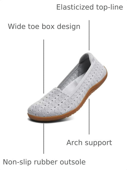 Women's Wide Toe Box Flats Shoes Knit Ballet Flat Slip-on Dress Walking Comfort Shoes