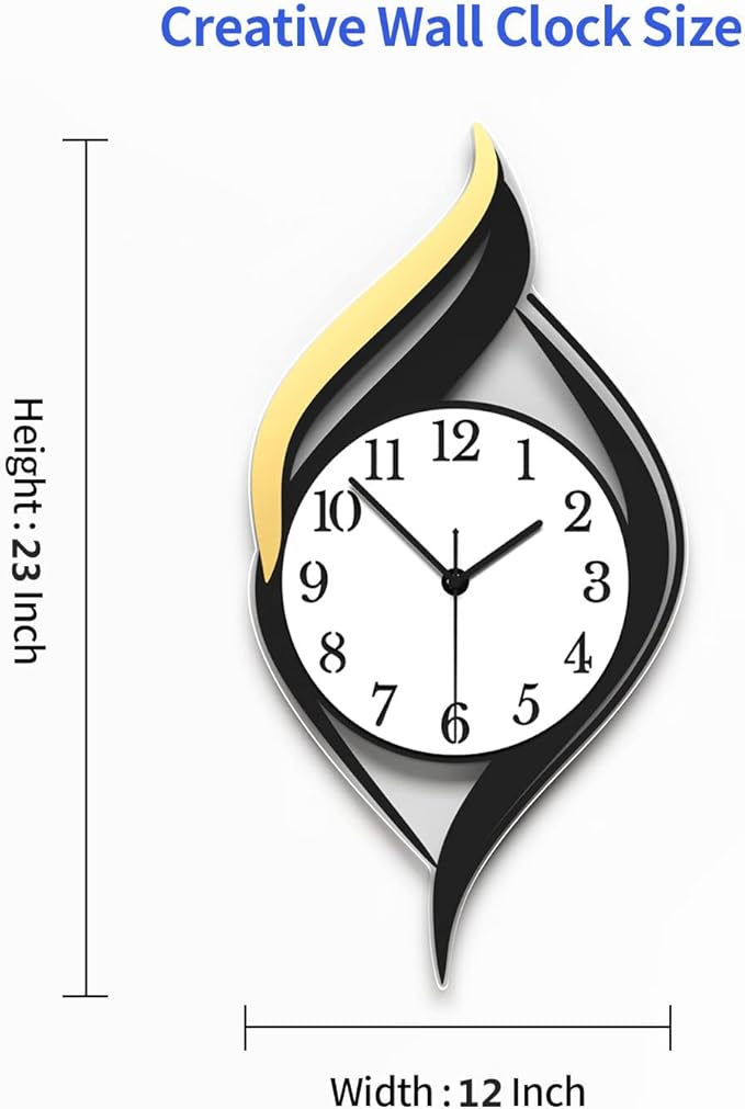 MEISD Decorative Wall Clock for Living Room Decor, Modern Wall Clocks Battery Operated for Bedroom Kitchen Office Home, 23 Inch Acrylic Big Silent Creative Wall Clock Non Ticking