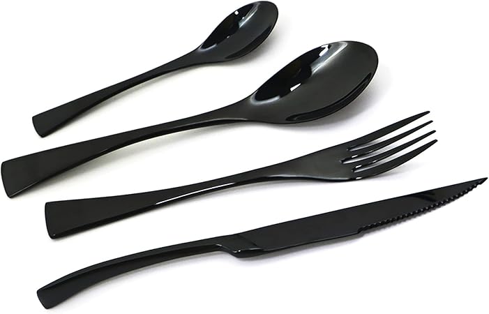 1810 Stainless Steel Dinner Spoon (Set of 4) 8.66 Inches, Black
