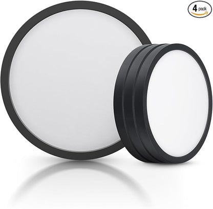 ECOELER Black Slim LED Ceiling Light, 9inch 5CCT Selectable Surface Mount Round Flat Panel Light, 24W 1800Lm, Close to Ceiling Light Fixtures for Kitchen, Bedroom, Laundry, 4 Pack