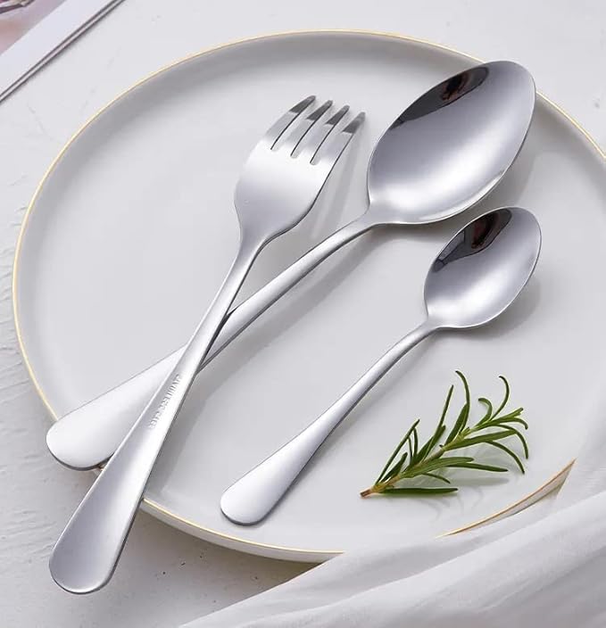HornTide 6-Piece Dinner Spoon Set Table Spoon Flatware Stainless Steel Mirror Polishing 7-Inch 18cm