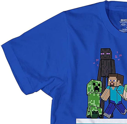 Minecraft Boys Video Game T-Shirt - Black and Green Creeper Face - Official Shirt
