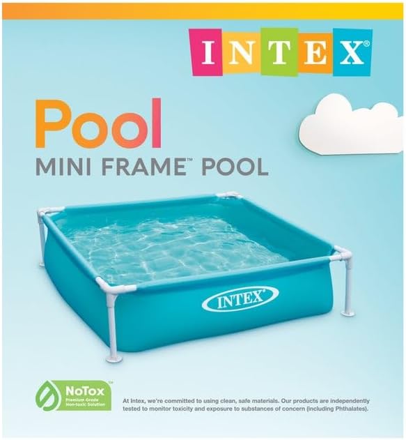 Intex 4 Foot x 12 Inch Miniature Durable Vinyl Outdoor Above Ground Frame Kiddie Swimming and Teaching Baby Pool for Ages 3 and Up, Blue