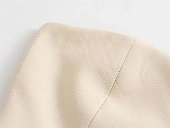 Women Single Breasted Strapless Slim Tank Top High Waist Straight Pants Office Suit