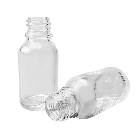 Lab Dispensing Bottles,Clear Glass Standard Bottle, GL18 Screw,11?o28?o65mm,15ml Capacity (Case of 20)