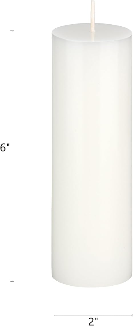 Mega Candles 1 pc Unscented Solid White Pillar Candles, Hand Poured Premium Wax Candle 2 Inch x 6 Inch, Home Decor, Spas, Weddings, Celebrations, Party, Centerpieces, Holidays, Vigils, Prayers