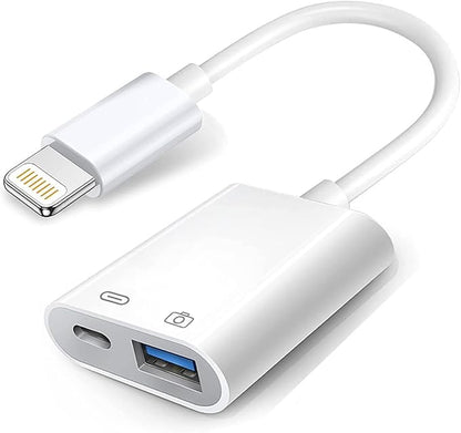 Apple Lightning to USB Camera Adapter with Charging Port, USB 3.0 OTG Cable for iPhoneiPad to Connect Card Reader, USB Flash Drive, U Disk, Keyboard, Mouse, Hubs, MIDI, Plug  Play