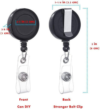 Badge Reel with Belt Clip, Badge Holder Retractable Clip, ID Badge Clip with 29a Retractable Cord (Black, 2 Pack)