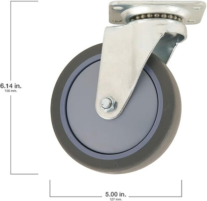 Titan 5" Thermoplastic Rubber (TPR) Swivel Caster, 350-lb. capacity, Gray