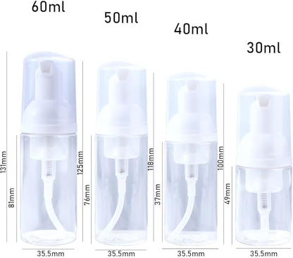 Plastic Foam Pump Bottle, 30/40/50/60ml Portable Travel Foaming Dispenser Mini Cosmetic Dispenser Shampoo Cleanser Empty Refillable Bottle(50ml), AM15SD09XKOUS