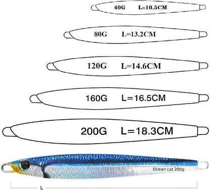 Lead Metal Flat Slow Fall Pitch Fishing Jigs Lures Sinking Vertical Jigging Bait 120g (set of 4)