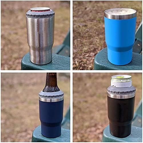 4 in 1 Stainless Steel CanBottle Insulator, 14oz Two-Way Lids SUS Insulated Can Cooler, Beer Bottle holder (Dark blue)