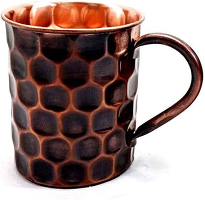 Unique Handcrafted Design Solid Copper 16 oz Hammered Copper Mule Mug, Outer Side Water Proof Mug With Straw, Drinking Gifts for Him on Anniversary, Graduation, Baptism (Set of 1 piece)