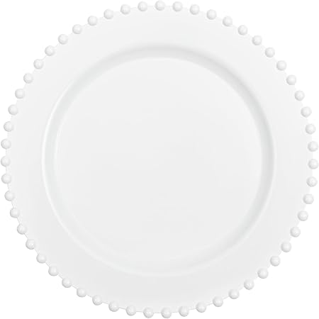 PLASTICPRO 32 Piece Combo Plastic Dinner Plates Disposable Plastic Fancy Heavy Duty Party Dishes 7 inch and 10 inch, White Beaded