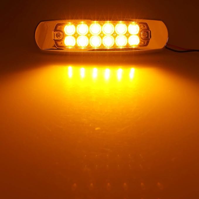 4Pcs 6.4in Front Rear Amber LED Side Marker Lights,Waterproof 12V Chrome Bezel Trailer Marker Lights,Turn Signal Light,Clearence Light Tail Light for Truck ATV SUV RV Camper UTV