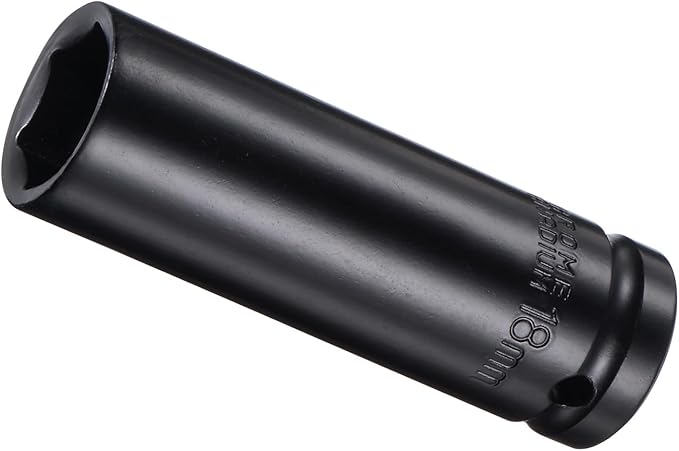 Deep Impact Socket, 12" Drive 18mm Socket, CR-V Steel Rounded Corner Design 6-Point Deep Impact Socket - (Applications: for Screw Removal)