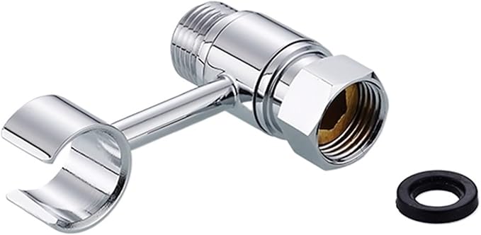 Shower Bathroom valve attachment Black/chrome brass with shower hose connector Mounting 360° swivelling 1pcs(Gun Grey)