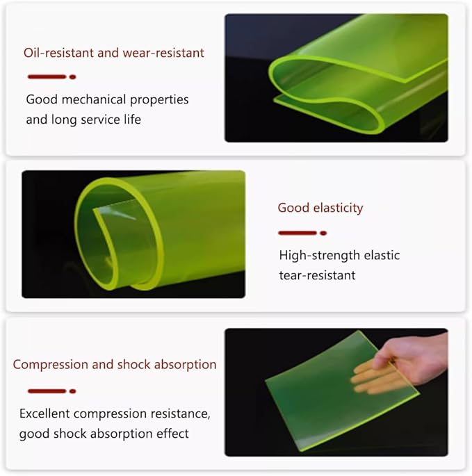1 Pack 20"x20" Polyurethane Sheet, Thickness 1mm-30mm PU Plate Elastic Rubber Board Oil Wear Resistant Shock Absorbing Pad Damping Plate for Industry (Size : 500  500  2mm)