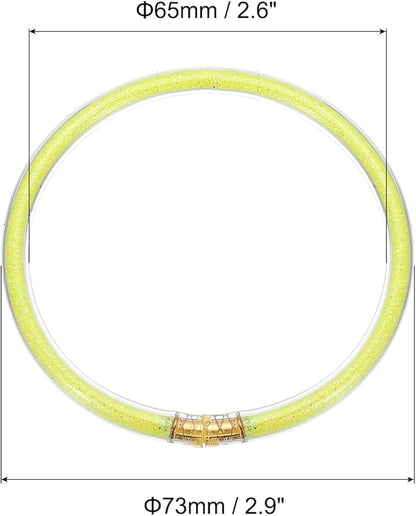 PATIKIL Glitter Bangles Bracelets, 9Pcs Shine Silicone Bracelets Glitter Filled Bracelet Sparkling Bangle for Decoration, Yellow