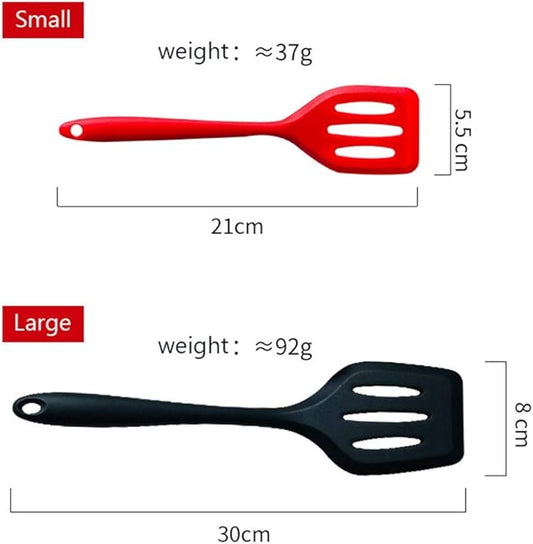 1PCS Silicone Slotted Spatula,Silicone Turner Fish Frying Pan Scoop Fried Shovel Spatula Non Stick Cooking Spatula for Kitchen(gray Large)