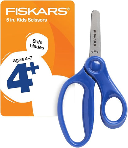 Fiskars - 5-inch blunt tip scissors for children aged 4 to 7 years, for school or crafts, back-to-school supplies, blue color