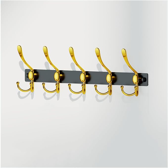 Coat Rack Wall Mounted - Tri Hooks, Heavy Duty, Stainless Steel, Metal Coat Hook Rail for Coat Hat Towel Purse Robes Mudroom Bathroom Entryway(5hooks)