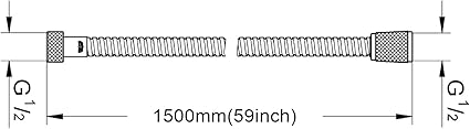 AULEEND,59 inch,encrypted shower hose 304 stainless steel metal - Extra long shower hose -(Universal Connection G 12" x 12")(Brushed Gold)