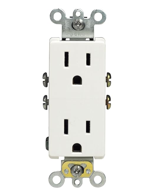 Leviton 5325-WMP 15 Amp, 125 Volt, Decora Duplex Receptacle, Residential Grade, Grounding, 10-Pack, White