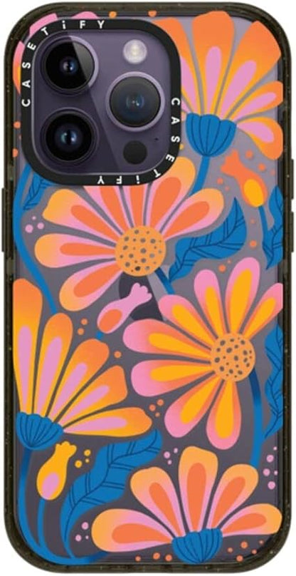 CASETiFY Impact iPhone 14 Pro Case 4X Military Grade Drop Tested  8.2ft Drop Protection - Lazy Daisy - Glossy Black