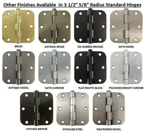 Danika Matte Black 3.5" X 3.5" 58 Radius Round Corner Door Interior Hinge 3 12