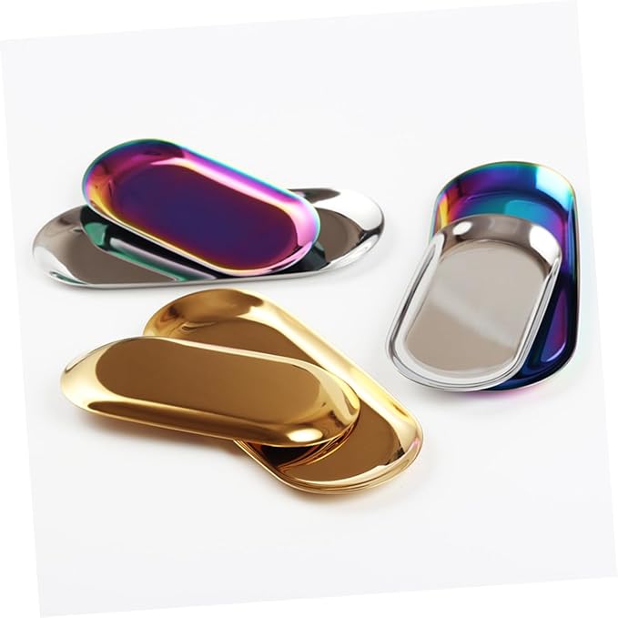 Nordic Wind Large Jewelry Storage Tray Mirror Polished Stainless Steel Snack Tray for Home