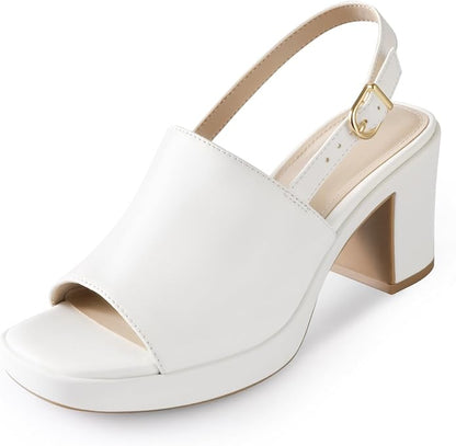 Ankis Black White Nude Heels Platform Heeled Sandals Knit Chunky Block Elastic Slingback Open Toe Ankle Strappy Heels.