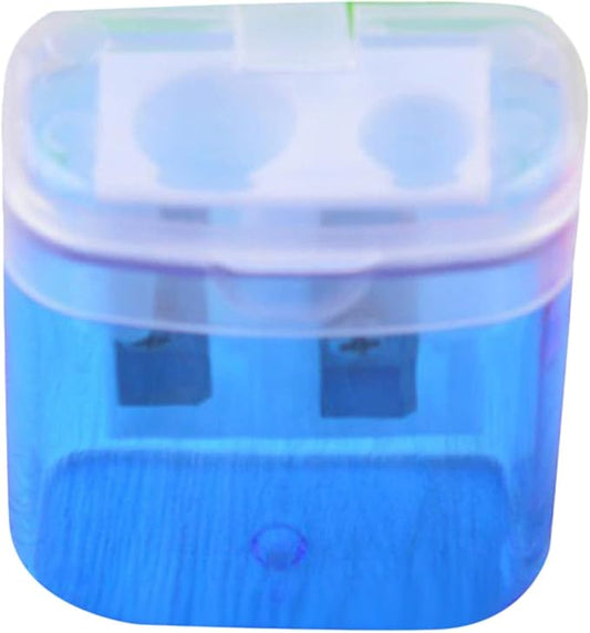 Pencil Rotating Planer Two-hole Stationery Sharpener Sharpener Student  Stationery Extra Fine Point Ballpoint Pens Ink (Blue, One Size)