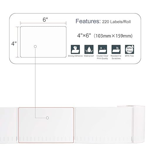 L LIKED 880 Count 4x6 Thermal Shipping Labels, 4 Rolls, Compatible with Rollo, Zebra, Jadens, Nelko, DYMO 4XL 1744907 - Commercial Grade