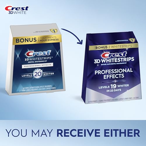 Crest 3D Whitestrips Professional Effects Teeth Whitening Kit, 22 Treatments (20 + 2 Bonus), Each with 1 Upper/1Lower, 44 Strips Crest 3DWhite Teeth Whitening Strips .( Box Damage )