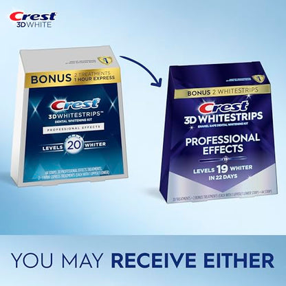 Crest 3D Whitestrips Professional Effects Teeth Whitening Kit, 22 Treatments (20 + 2 Bonus), Each with 1 Upper/1Lower, 44 Strips Crest 3DWhite Teeth Whitening Strips .( Box Damage )