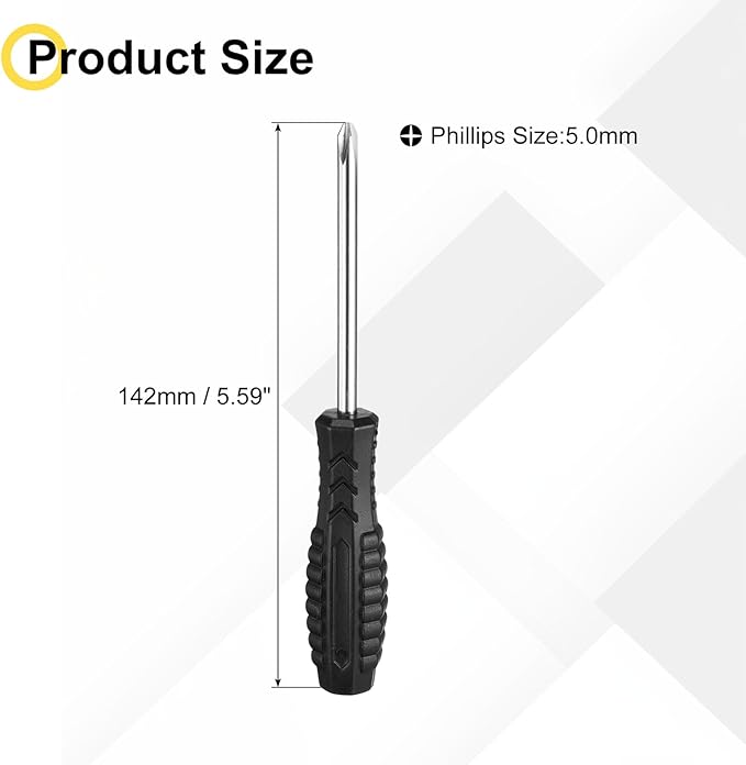 uxcell Mini Phillips Screwdriver 5.0mm 142mm Length Micro Precision Cross Head Screwdrivers with Non-Slip Handle for Watch Eyeglasses Cellphone Electronics Small Appliances Repair